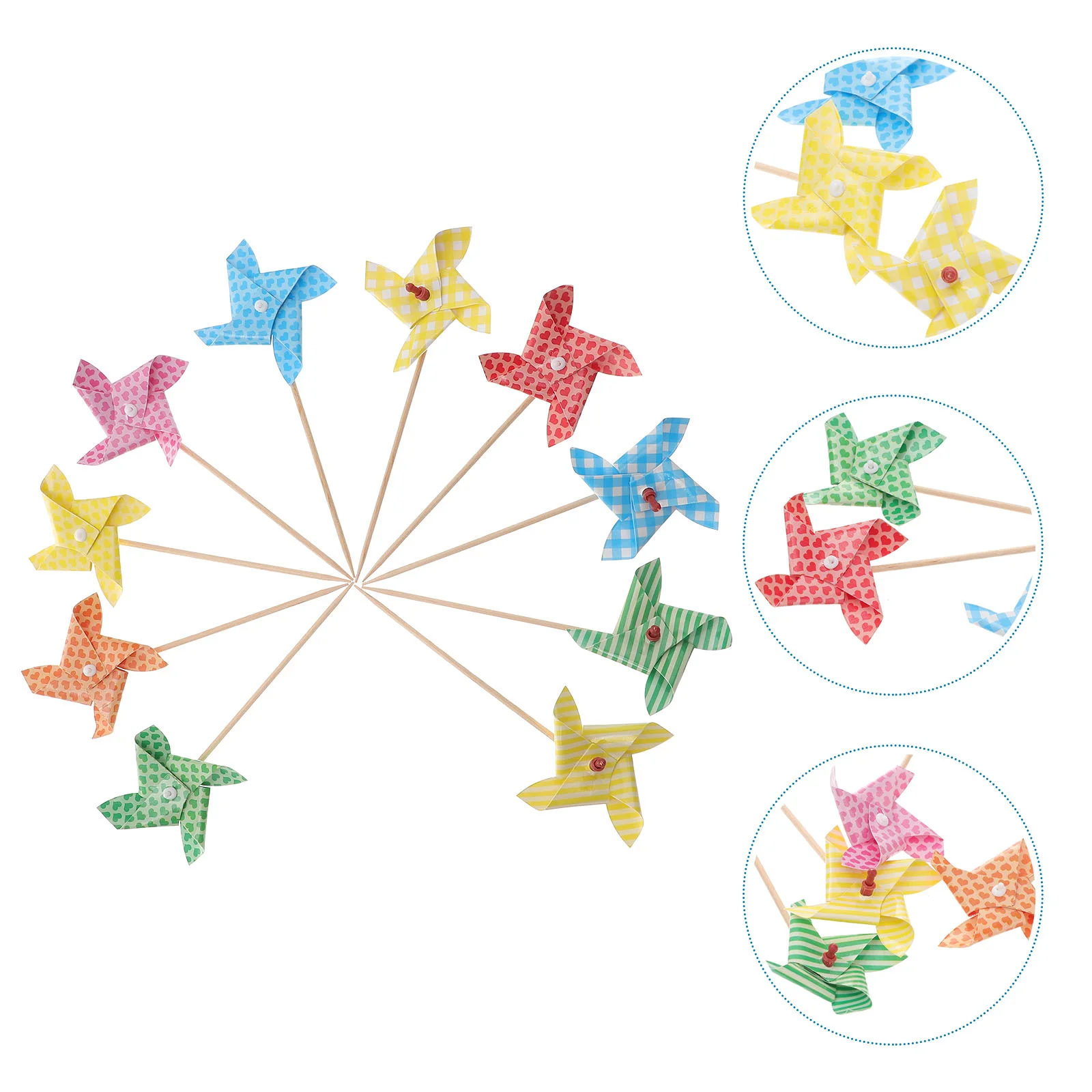 

Lovely Mini Windmill Cupcake Toppers Picks Cake Topper Insert Wedding Baby Shower Party Baking Decorations (Random Colors)