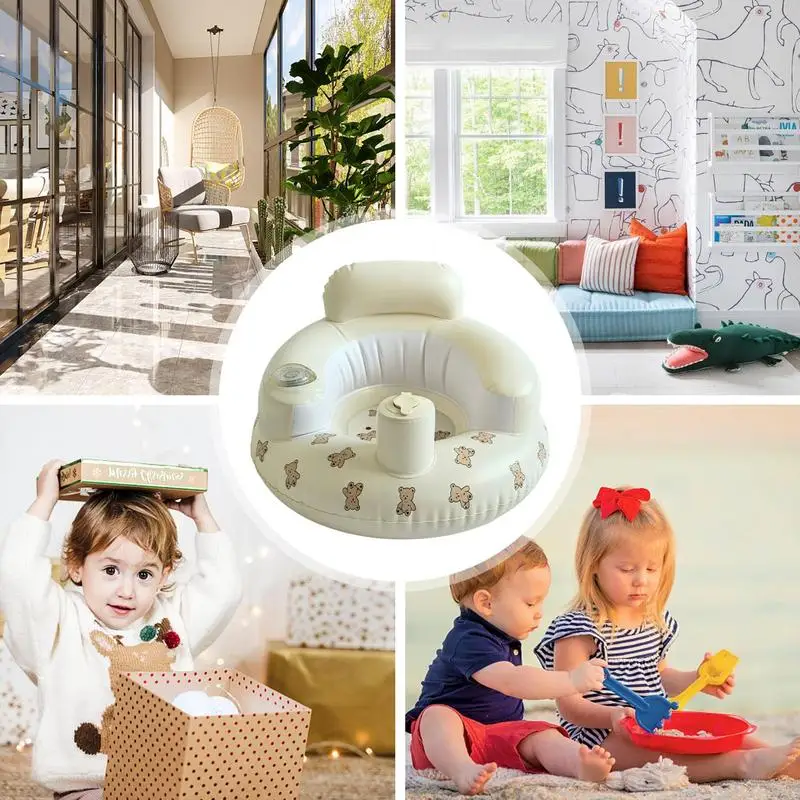 Inflatable Seat For Babies Blow Up Floor Toddler Seat Built-in Air Pump Blow Up Floor Chair For Beach Bed Grass Home Bathroom