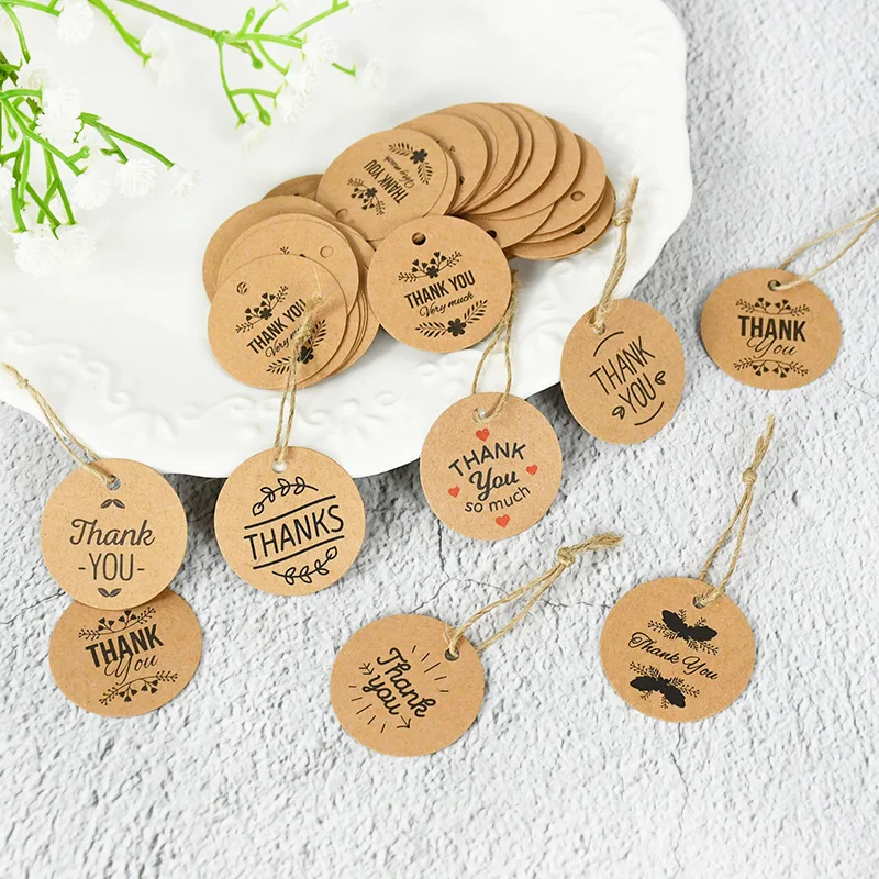 Bulk Set of 100 Handmade Kraft Paper Gift Tags with Hemp Ropes