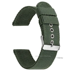 Nylon Army Sports Watch Strap - Pin Buckle Bands in Multiple Colors - 22mm (Army green)