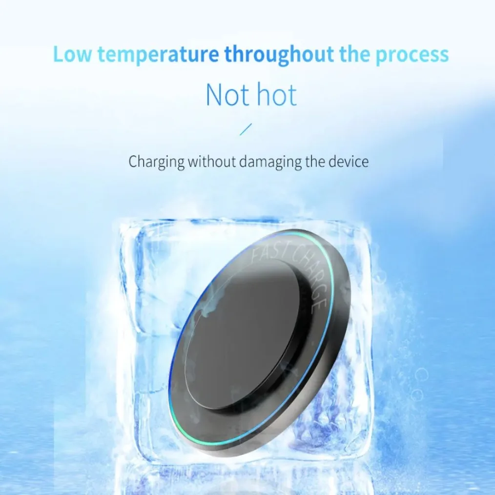 VIKEFON Mini Wireless Charger Pad LED Light Chargers Stand For iPhone 16-12 Samsung S25 Xiaomi AirPos Pro Fast Charger Station