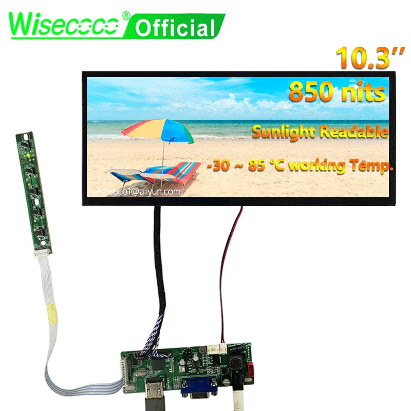 Wisecoco 10.3 inch 1920x720 High Brightness Outdoor TFT LCD