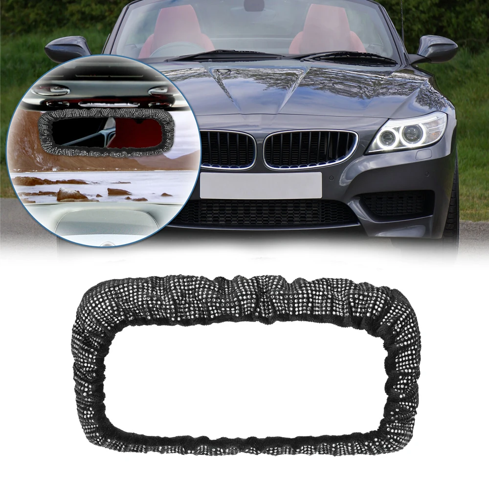 1pc Universal Car Mirror Diamond Cover Car Rearview Mirror Cover Flannel Decorative Auto Interior Accessories