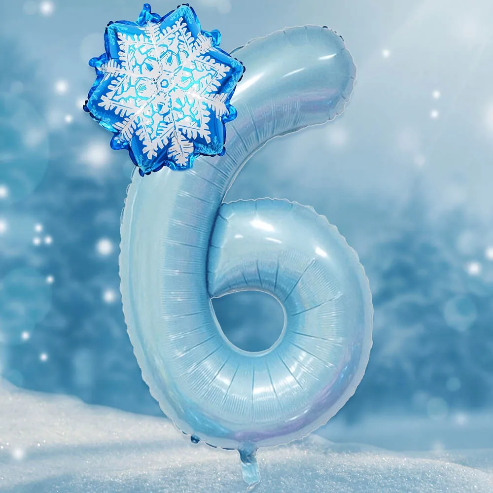 2 stücke Eis Schnee Blau Anzahl Folien Ballons Blaue Schneeflocke Ballon Prinzessin Mädchen Jungen Geburtstag Party Baby Dusche Dekorationen geschenke – Detail 7