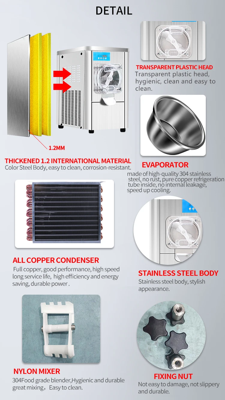 Mini Countertop Batch Freezer Commercial Italian Gelato Hard Ice Cream Maker Machine Making