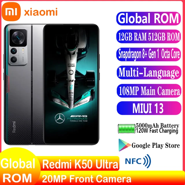 Global Rom Xiaomi Redmi K50 Ultra 5G Cell phone Snapdragon 8+ Gen 