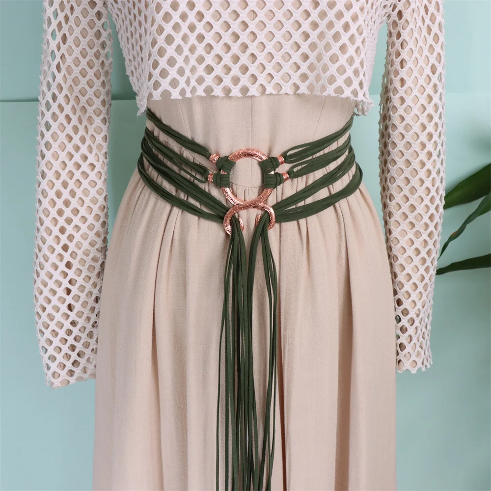 Renaissance mittelalterliche Quaste Damen langes Seil Bund Hexe Umhängetasche Kette Wikinger Dekoration Zubehör Gürtel – Detail 3