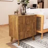 Mid Century Modern Dresser, 3 Drawer Dresser for Bedroom Wood, 3 Drawer Nightstand Set of 2, Storage Cabinet Side Table 2