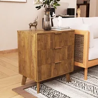 Mid Century Modern Dresser, 3 Drawer Dresser for Bedroom Wood, 3 Drawer Nightstand Set of 2, Storage Cabinet Side Table 2