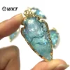WT-P1776 WKT 2023 Trendy Style Simple Design Natural Aqua Raw Crystal Quartz Pendants Blue Jewelry Grand Wedding ACC 5