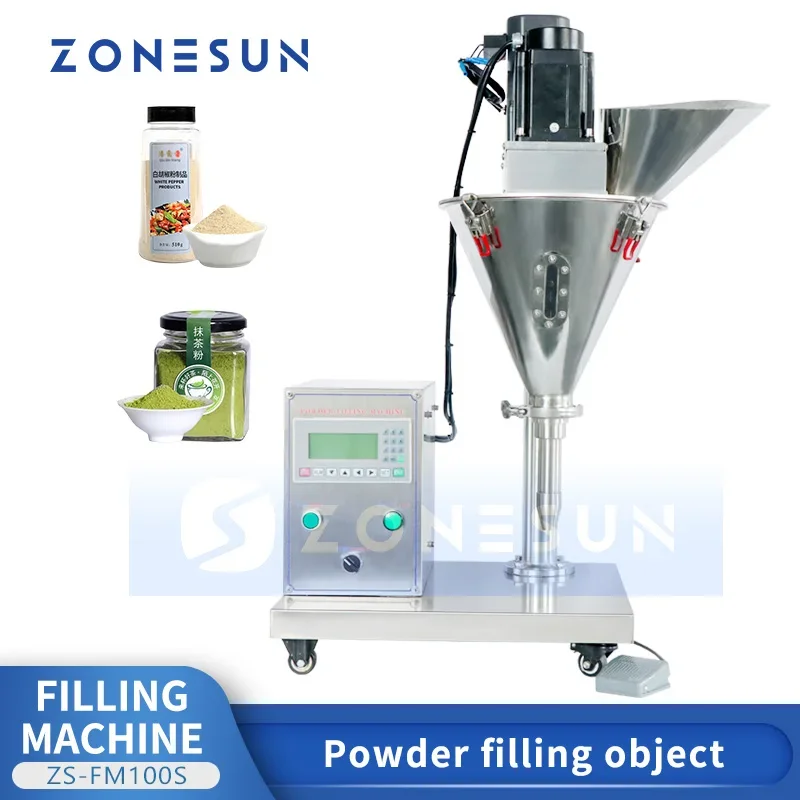 ZONESUN ZS-FM100S riempitrice semiautomatica per polvere detersivo sbiancante in polvere coclea dosatrice attrezzatura di riempimento