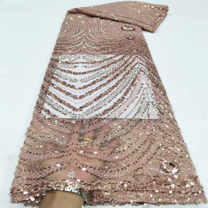 

African Lace Fabric 2022 High Quality Laces With Sequins Nigerian Lace Fabric for Wedding Party Dress Sewing qx23-45