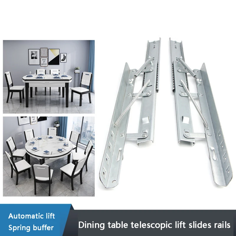 

Folding Telescopic Dining Table Lift Slides Rails Interchange Between Square And Round Tables Push-pull Hidden Table Hardware
