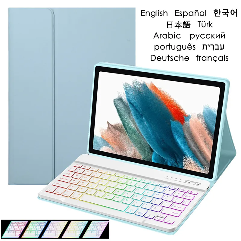 para Xiaomi mi Almofada Case Capa de Teclado para Capa Xiaomi Almofada mi Pro 11 Polegada Russo Espanhol Português Arco-íris Teclado