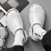 Men's Sandals with Metal Rivets and Hollowed-out Designs Thick-soled Soft and Anti-slip Trendy Flip-flops for Both Men and Women - Image 4