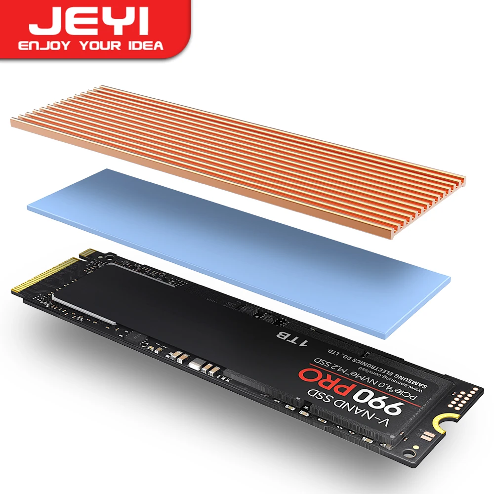 Aluminum M.2 SSD Heatsink with Silicone Thermal Pad – Enhanced Cooling