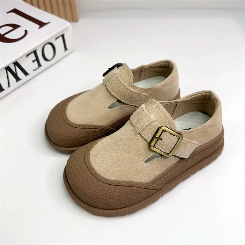 2025 New Boys Girls Casual Shoes Children Fashion Buckle Round-toe Britain Style Loafers Kids Unisex Shoes Baby First Walkers 3