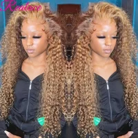 Perruque Lace Frontal Wig naturelle bouclée, cheveux humains, à reflets, 13x6, 13x4, 13x4, Lace Front Wig 1