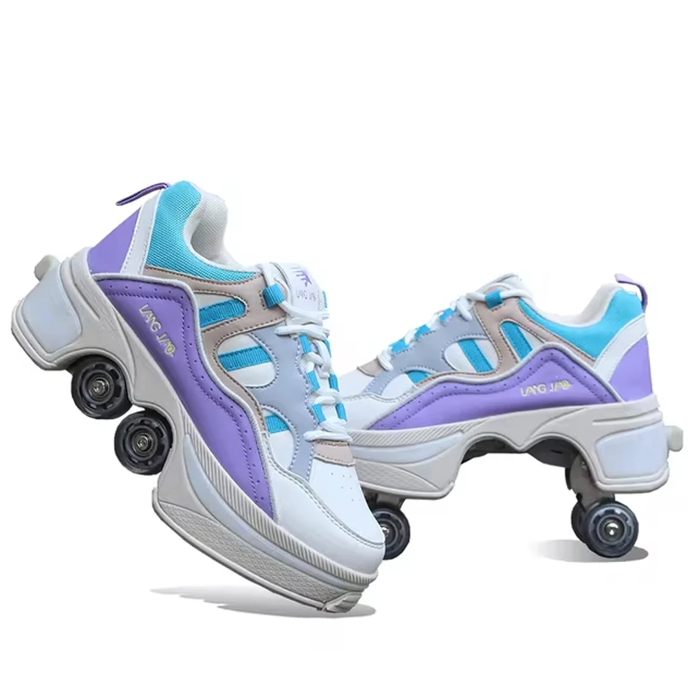 Figure Skating Tiktok Rollerblade Shoes Deformation Roller Skates 4-Wheel  Skates Shoes Rollers For Skating