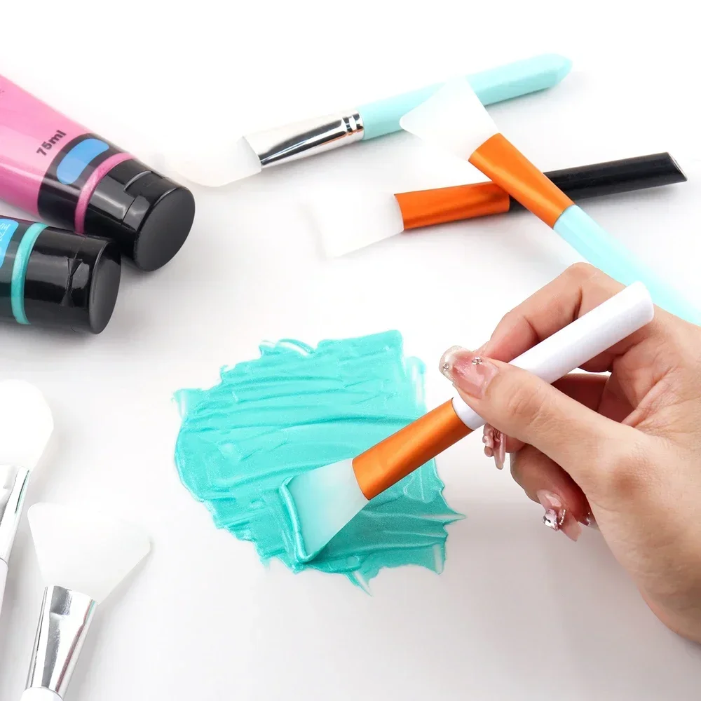 Silicone Craft Brush Reusable Resin Spatula Mixed Media Brushes Applying Epoxy Brushes Set Spreading Craft Tools 4~6 Pcs/set painting brushes blending brush