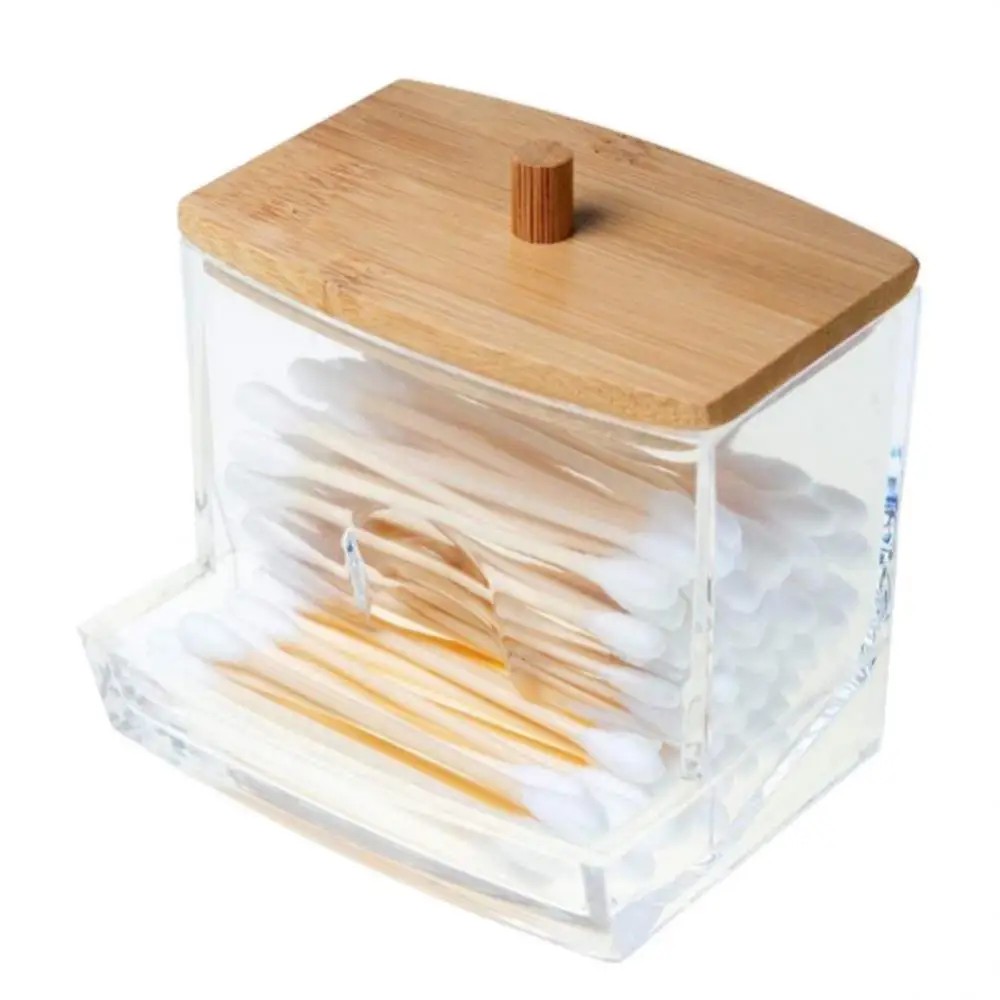 아크릴 메이크업 쥬얼리 보관함, 뚜껑이 있는 편리한 메이크업 정리함, 원형 Qtips, 유행 용기