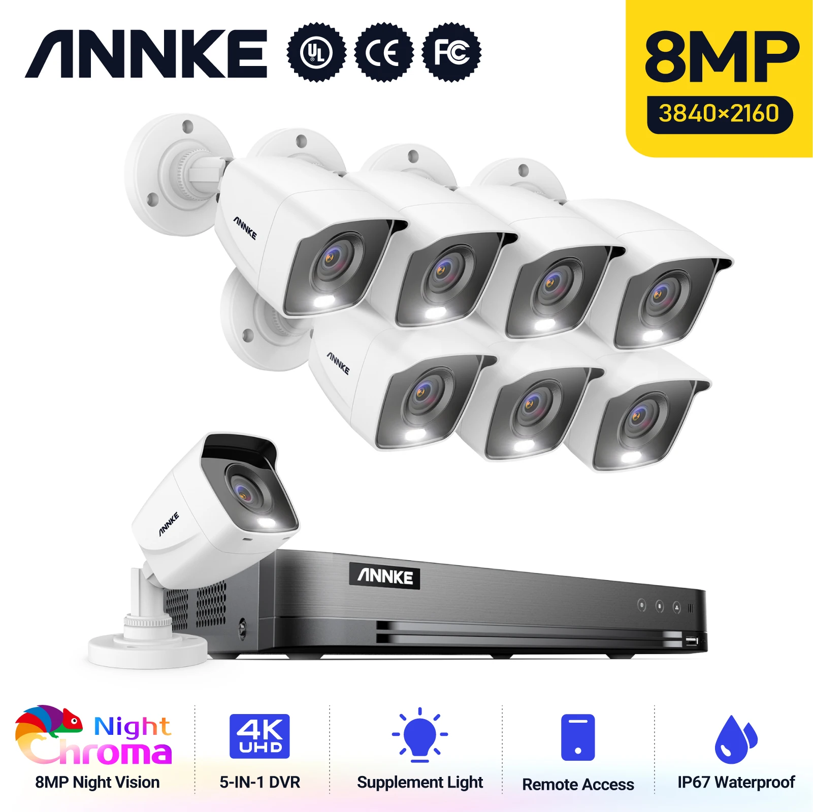 Annke 4k Ultra Hd 8ch Dvr Kit H.265 Cctv Security System 8mp Cctv System Ir Outdoor Night Vision