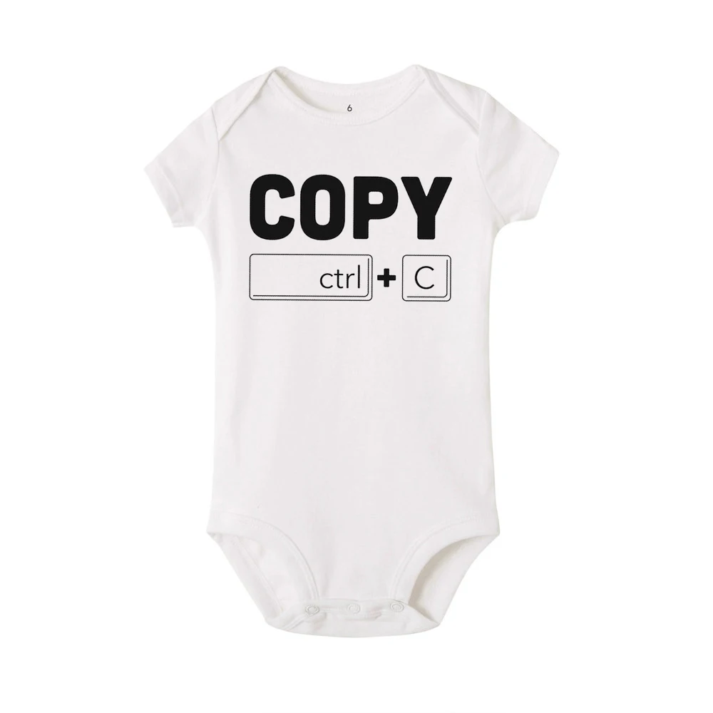 Copy Paste Twin Newborn Toddler Jumpsuit Ctrl+c Ctrl+v Print Funny Baby Clothes Boy Girl Short Sleeve Romper Infant Shower Gift 2