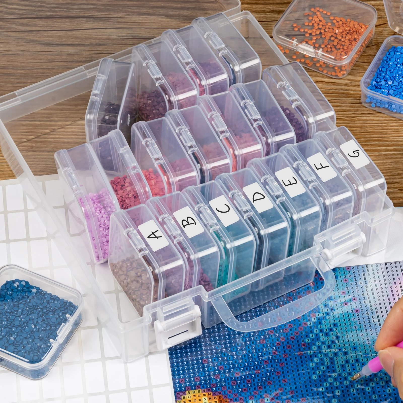Bead Organizer Box 24 Slots Diamond Painting Bead Storage Containers Craft Storage Box Rhinestones storage box plastic storage box storage container
