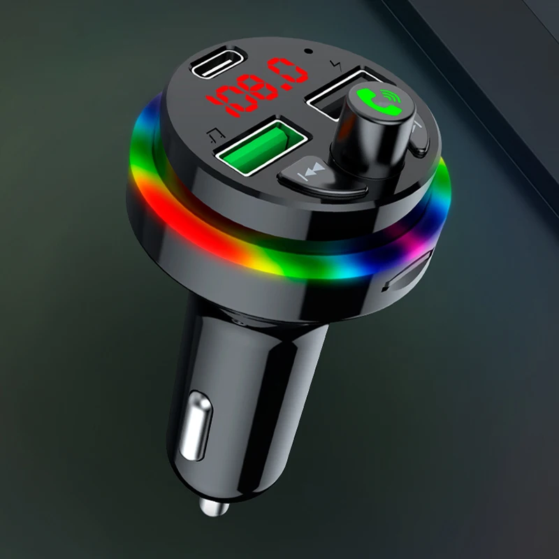 Upgrade Car Bluetooth Player FM Transmitter Music Receiver MP3 Fast Charger 12-24V Vehicle Mobile Phone Cigarette Light