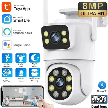 4K 8MP Tuya Dual Lens PTZ WIFI Camera Full HD Dual Screen Ai Human Auto Tracking Outdoor 4MP Security Video Surveillance Camera 1