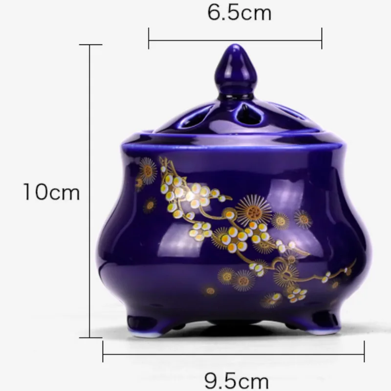 Ceramic Incense Burner Flower Electric Room Fragrance Aroma Oil Burner Blue Yoga Plate Wierook Houder Insense Holder Zen Decor - Image 6
