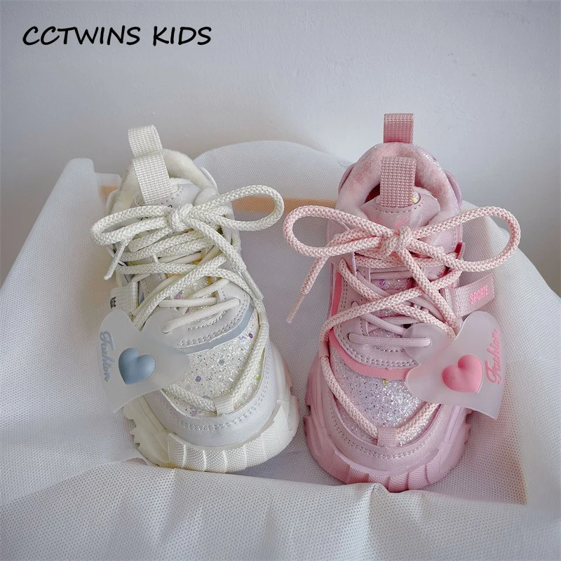 

Girls Sneakers 2023 Winter Baby Kids Fashion Brand Sports Running Chunky Trainers Toddler Warm Fur Shoes Glitter Soft Platform