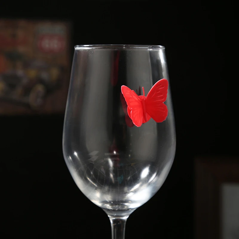 Lot De 10 Marqueurs De Verre En Silicone Forme Papillon - Ventouse Colorée Réutilisable - Pour Verres à Vin Et Cocktails