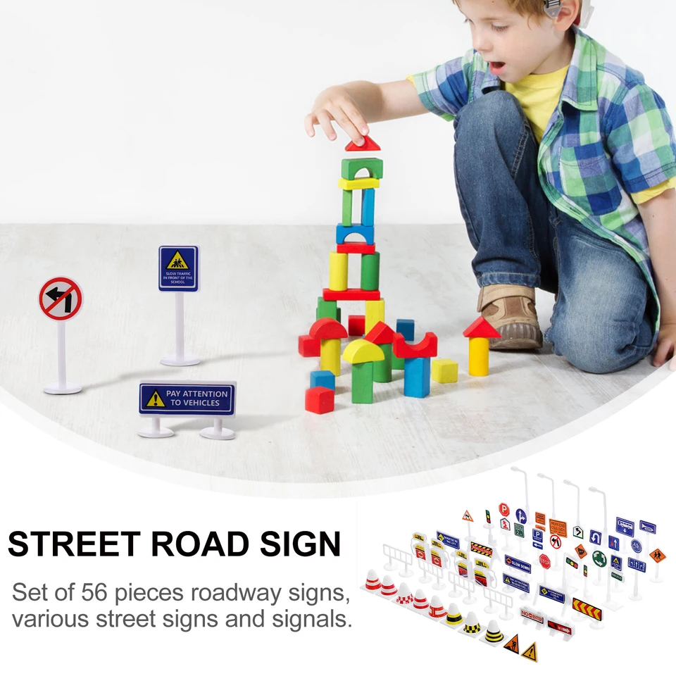 Landege 30Pcs Miniature Traffic Cones Traffic Signs Mini Traffic Signs Roadblocks Cone Pretend Play Toys