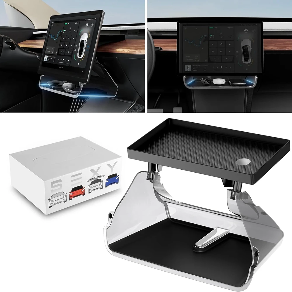 

For Tesla Model Y Model 3 Highland Center Console Organizer with under screen storage box Anti-Slip Liner Behind Screen Storage