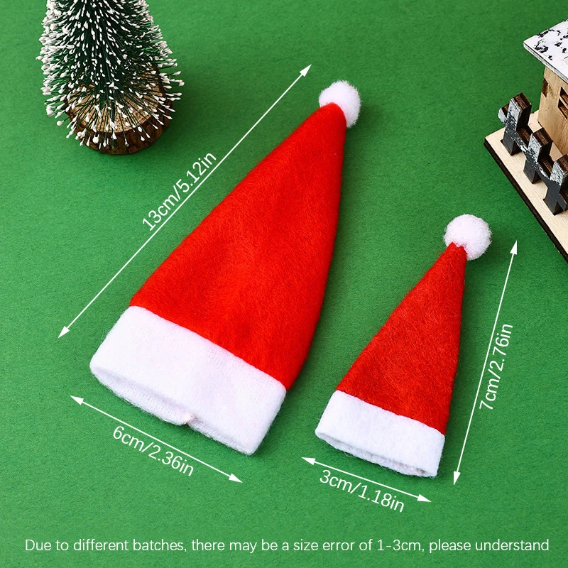 10Pcs Mini Santa Hat Non-Woven Fabric Lollipops Caps for Christmas Wine Bottle Covers Xmas Bottles Holder Table Dinner Decorations christmas beanie hat,christmas hat holder