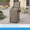 Resin 77 Quart Wicker-Look Outdoor Patio Cooler with Wheels, Hinged Lid, Built-In Storage Basket and Cabinet for Outdoor 2