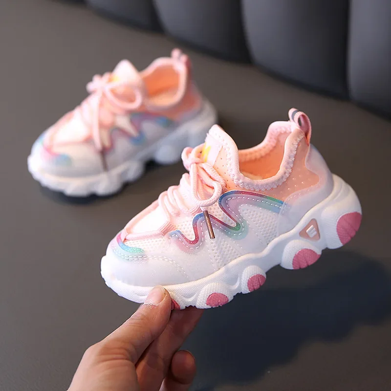 Spring Children Sport Shoes Breathable Soft Bottom Non-slip Casual Sneakers For Girls