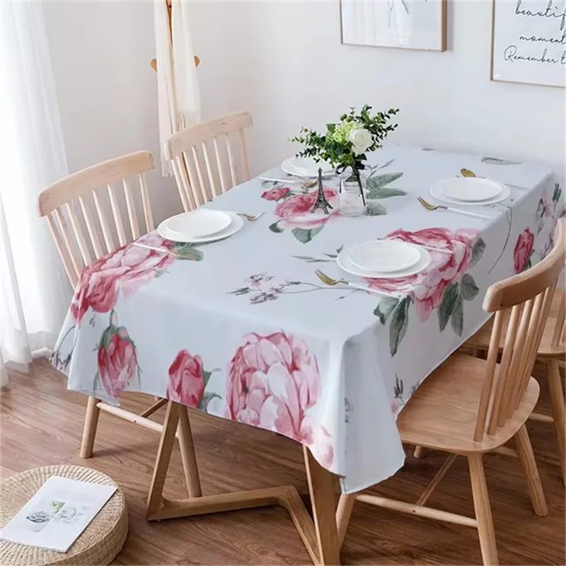 Table Cover Tablecloth Protector Bohemian Abstract Style Leaf Plant Printed Tablecloth Waterproof Kitchen Decoration Party Tablecloth