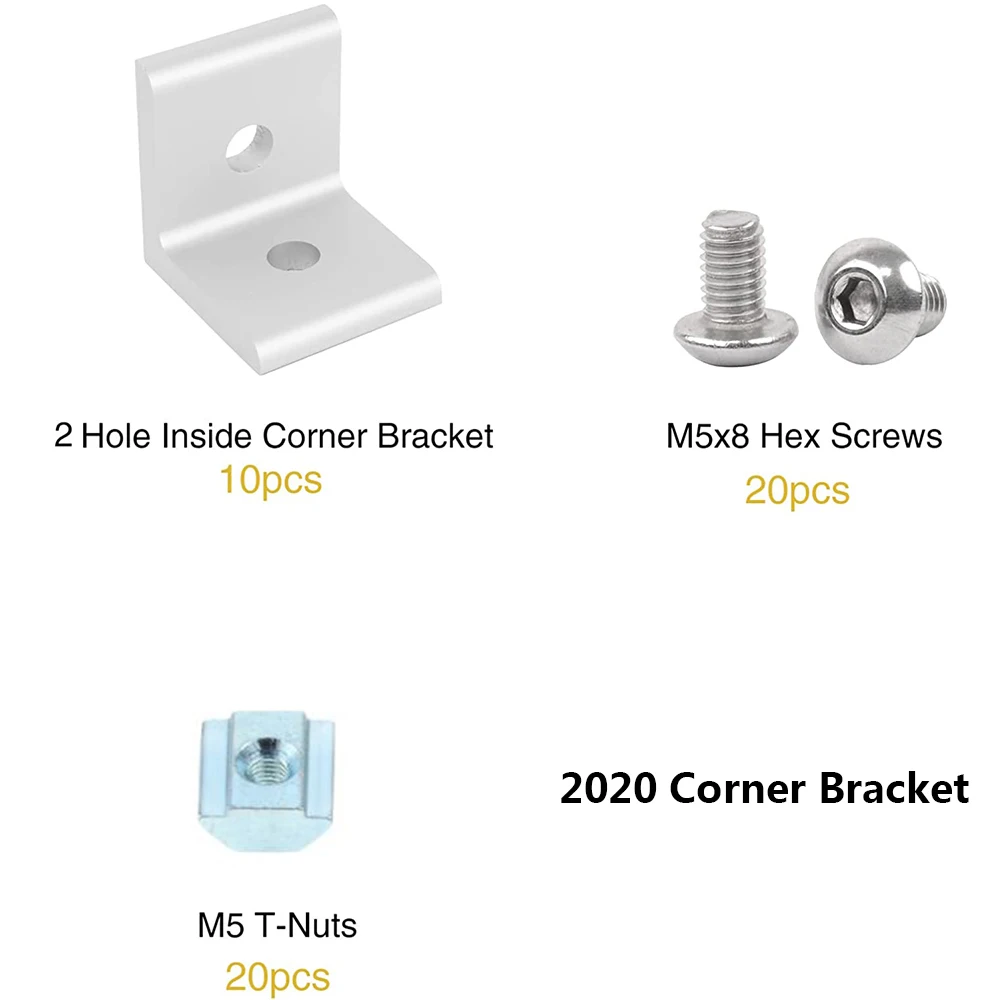 L Shape Corner Bracket Fitting 90 Degree Connector with T Nuts and Hex Screw for Aluminum Extrusion Profile 10pcs 2040 4040 aluminum profile connector aluminum profile extrusion