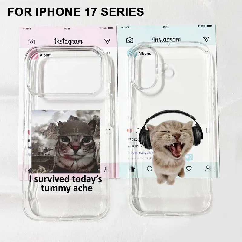 Humorous Cat Cartoon Clear Shockproof TPU Phone Case