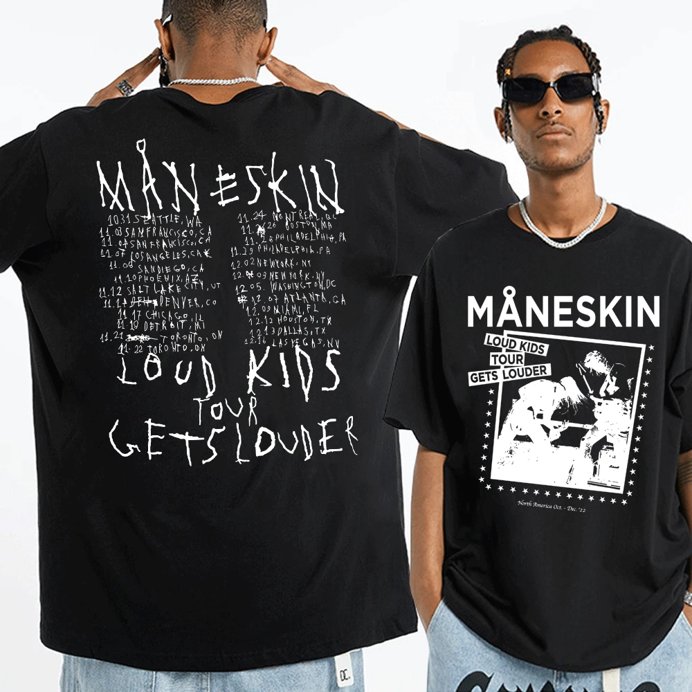 

Italian Rock Band Maneskin T-shirt Louds Kids Gets Louder Tour T-shirts Men Women Vintage Hip Hop T Shirt Streetwear Tee Shirt