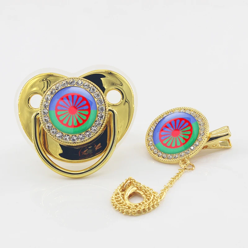 NewbornPersonalizedPacifierClipBabyLuxuryPacifiersGoldBling