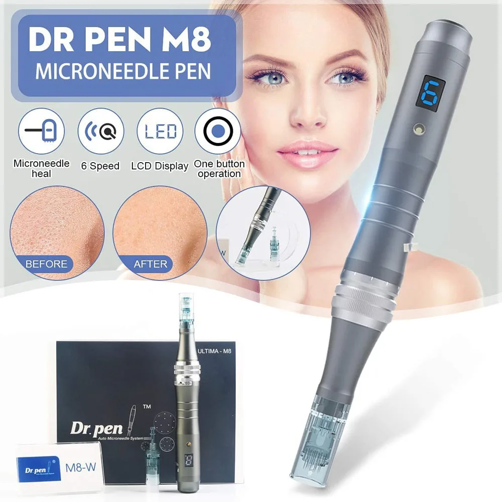 hot sell Electric wireless derma pen Dr pen M8 With 22pcs needles Digital Display 6 Speeds for anti aging