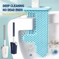 No dead angle cactus toilet brush leak proof water belt base flat head flexible soft brush
