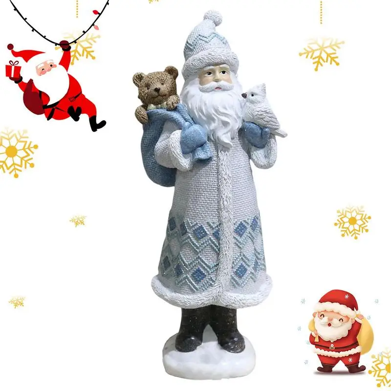 

Фигурка Санта-Клауса куклы Санта Клауса, полимерные животные, белая Серебряная Фотография для домашнего сада, настольное украшение