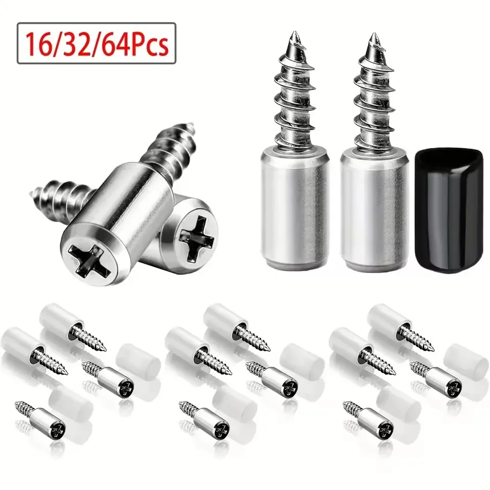 Shelf Bracket 16/32/64Pcs Self Tapping Screws Support Pegs Glass Wood Peg Heavy Duty Floating