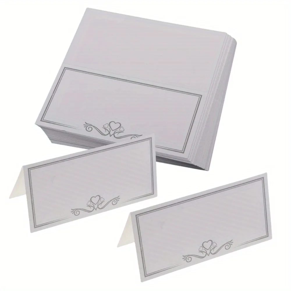 Segnaposto Matrimonio Eleganti - 50 Pezzi In Carta Perlescente Bianca Con Design Romantico - Foto 10