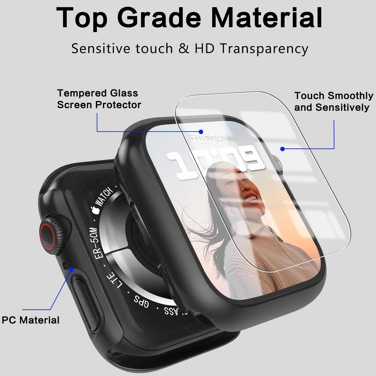 Premium Glass Screen Protector & Bumper Case for Apple Watch - Universal Fit