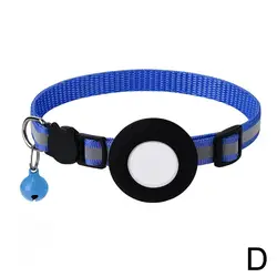 Enhanced Pet GPS Anti - Lost Reflective Cat Collar with Bell and Protective Tracker Holder (Navy Blue)